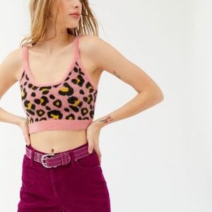 For Love & Lemons Marielle Leopard Cami Sweater